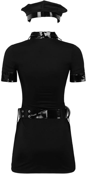 Vxuxlje Womens Police Uniform Role Police Lingerie Costume Halloween Cosplay Uniform Dress