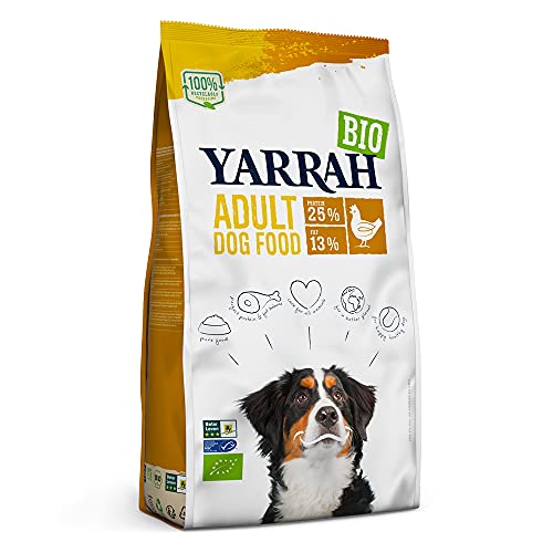 Yarrah Adult Nahrhaftes Bio-Trockenfutter für Hunde – für alle Erwachsenen Hunde | Exquisite Biologische Hundebrocken mit Huhn, 5kg | 100% biologisch & frei von künstlichen Zusätzen
