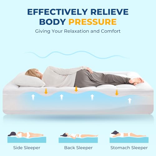 SINWEEK Dual Layer 4 Inch Memory Foam Mattress Topper, Queen Size, 2 Inch Cooling 5-Zone Gel Memory Foam Plus 2 Inch Extra Thick Pillowtop Cover, Pressure Relieve Soft Mattress Pad,Light Blue by SINWEEK - Used condition - Image 5