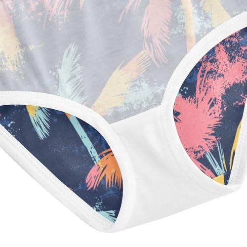 ZZKKO Palm Tree Graffiti Color Girls Underwear Toddler Panties for Girls Comfort Brief Size 2T-8Y4