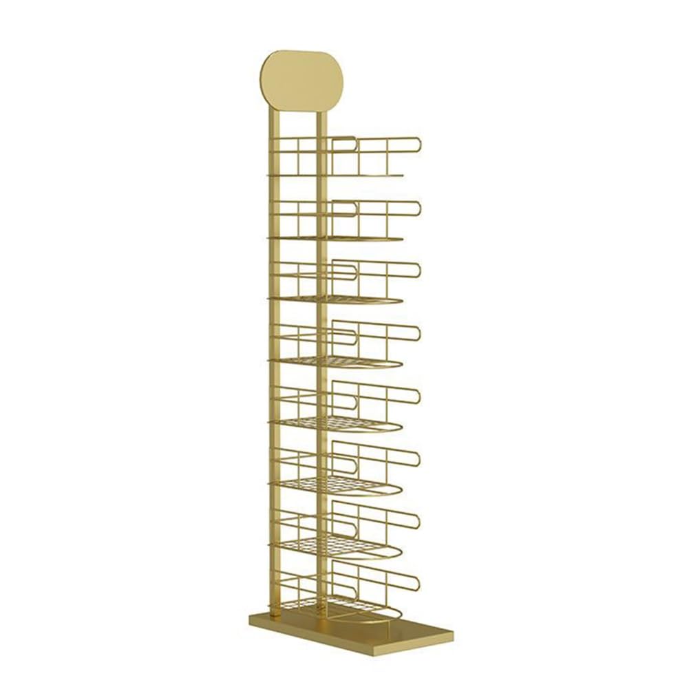 YNBSHGAA Freestanding Retail Display Stand for Hats, Wigs, Helmets, and Shoes - Versatile Storage Solution for Entryway, Garage, Closet, and Corner Organization,Gold-32x37x130cm