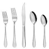 40 Piece Silverware Set, Stainless Steel Flatware Set Anti-Scald Cutlery Set for 8 by HIPPIH, Mirror Polished Utensils Set, Dishwasher Safe(sliver)