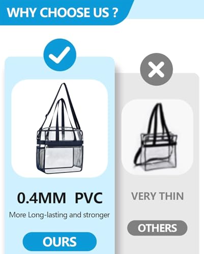 Image of Paxiland Clear Bag for Stadium Events 12x6x12 inches, Clear Tote Bag with Reinforced Strap, Clear HandBag for Sports Concert
