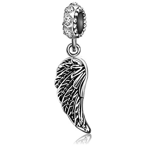 JMQJewelry Angel Wings Birthday Birthstone April White Cross Christmas Graduation 2024 Charms Compatible with Pandora Bracelets Cover