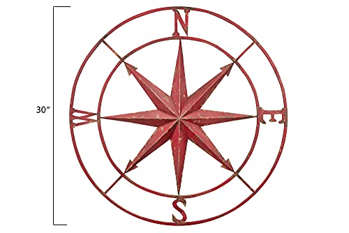 Creative Co-Op Small Decorative Red Metal Compass Wall Décor, 30 Inch #TOP7