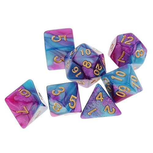 Yiotfandoll 7Pcs Polyhedral Dice Two Colors 16Mm D20 D12 D10 D8 D6 D4 For Dungeons And Dragons Dnd Rpg Mtg Table Games Purple Blue #TOP1
