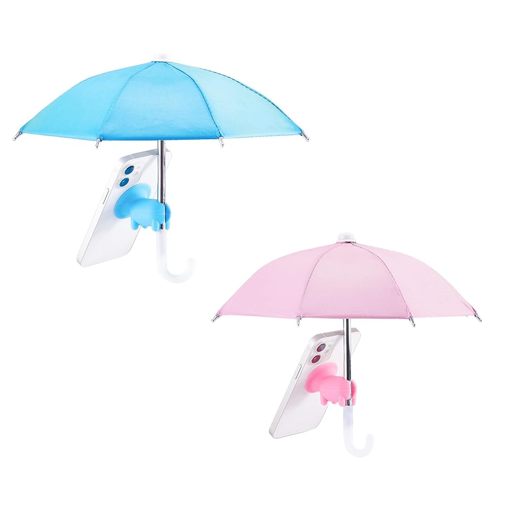 Mobile Phone Sunshade Stand 2pcs Piggy Suction Cup Mobile Phone Holder Cute Adjustable Holder Mobile Phone Sunshade UV Protection Outdoor Anti-Glare Blue Pink, One Size