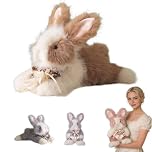 Nuyiac Weighted Rabbit Plush, Soft Plush Toy for Stress Relief & Calming, Cute Bunny Plushies Soft Bunny Anxiety Toy Gift (Coffee Prone Position, 35CM)