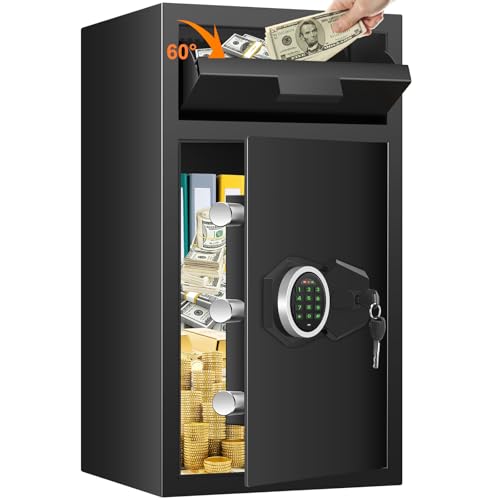 6.0 Cu ft Large Fireproof Depository Safe with Drop Slot, Anti-Theft Drop Safe for Business Cash with Digital Backlit Keypad, Spare Key, Heavy-duty Safes with Drop Slot for Home Retail Store Office