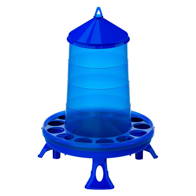Tramoggia mangiatoia plastica galline con gambe 16 kg, 46 x 46 x 63 cm, blu