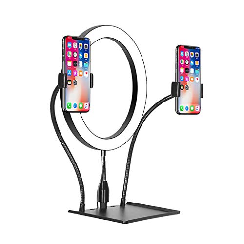 WYH Makeup Licht Selfie Ringlicht mit Telefonhalter 3 Lichtmodi 12 Helligkeitshebel für Make-up-Fotografie YouTube Live…