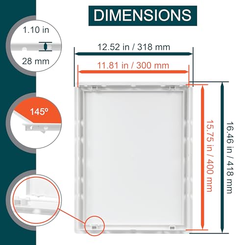 12\" x 16\" White Plastic Access Panel. Service Shaft Door Panel. Plumbing, Electricity, Heating, Alarm Wall Access Panel for Drywall. Bathroom Services Access Hole Cover. (12\" x 16\")