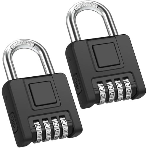 Diyife 2 Pack Black Combination Padlock, Outdoor Waterproof Gym Locker Lock with Customizable 4 Digit Code for Luggage, Backpacks, Fence, Toolbox, Gate, Case, Cabinets