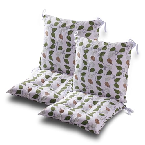 Gaxcent Set von 2 Stuhlkissen mit Rückenteil Sitz, Rückenkissen mit Bänder, Niedriglehner Auflage Polsterauflage Gartenstuhl (40X80cm),Grau,Grün