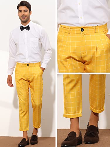 Lars Amadeus Plaid Dress Pants for Men's Slim Fit Ankle Length Tapered Checked Cropped Trousers4
