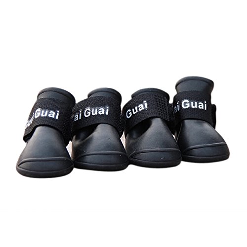 TOOGOO(R) Botas de lluvia para perros Zapatos de goma de proteccion impermeable,...