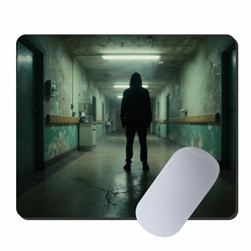 Image of My Print Shop Horror Theme Mouse Pad 9 x 7.5 Inch (23 x 19 cm) | Dark Haunted Corridor Design | Non-Slip Rubber Base | Smooth Surface | 3mm Thick Mouse Pad for Office, Gaming & Desk Setup