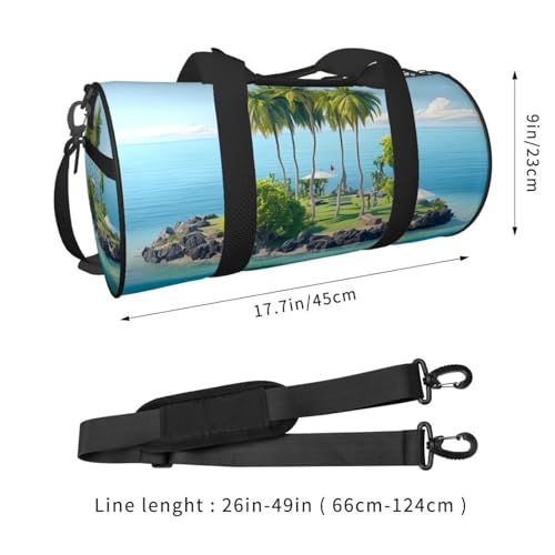 Travel Duffle Bag Weekender Bags for Men Women with Shoe Compartment Large Capacity Weekender Overnight Bag Ocean Island Carry On Tote Bags Sport Gym Bag for Travel Yoga, Black, One Size2