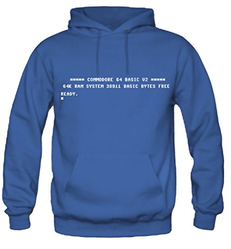 UGLYSHIRT C64 Startscreen Kapuzenpullover | Commodore | 64 | Software | Herren | Männer | Schwarz | Spiel | PC | Konsole | Blau (XXL Blau)