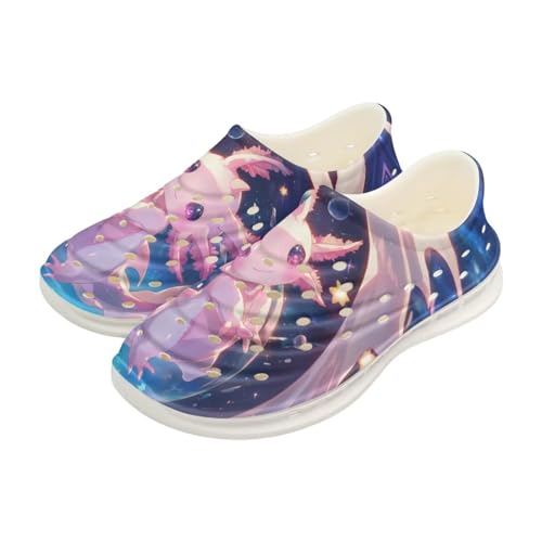 Pointodoor Boys and Girls Axolotl Star Water Shoes Slip on Garden Clogs Quick Dry Beach Sport Swim Pool Aqua Shoes Sandals Lightweight Kids Axolotl Sneakers