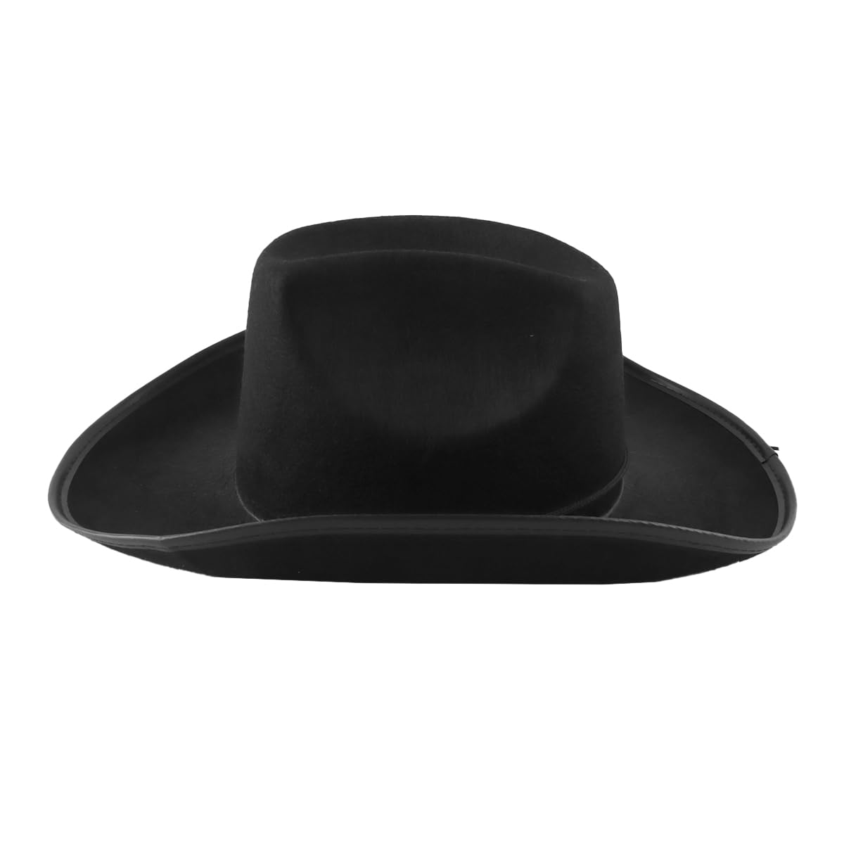 Qury Sombrero de vaquero, sombrero de fieltro envuelto en el borde para el salvaje oeste, disfraz, carnaval, fiesta temática, al aire libre, rodeo, moda campestre (negro)