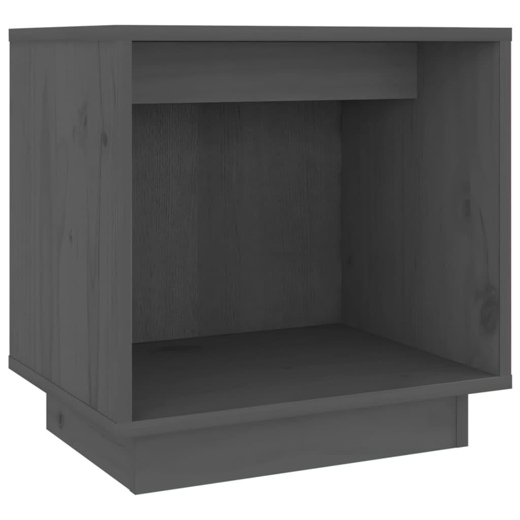 Table de chevet gris en pin massif 40x30x40 cm avec compartiment de rangement chic