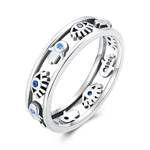 Bague Mauvais œil Argent 925 émail rhodié - Bijou talisman de protection femme