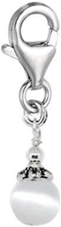Sexy Sparkles Clip-on White Acrylic Pearl Charm Pendant for European Clip on Charm Jewelry with Lobster Clasp
