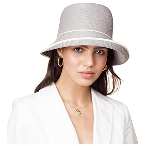 Pineapple&Star Maures Cloche Bucket Straw Sun Hat Fine Braid UPF 50+ for Women Midnight Grey Cover