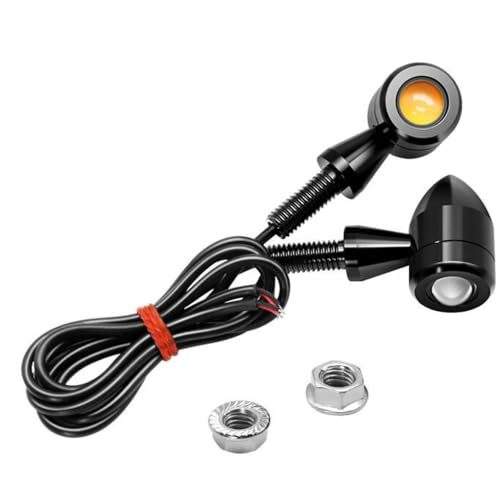 Image of Waterproof Aluminum Bullet Shape Turn Signal Lights Indicator motorcycle lights Universal for All Bikes Models (Amber, Pack Of 2)