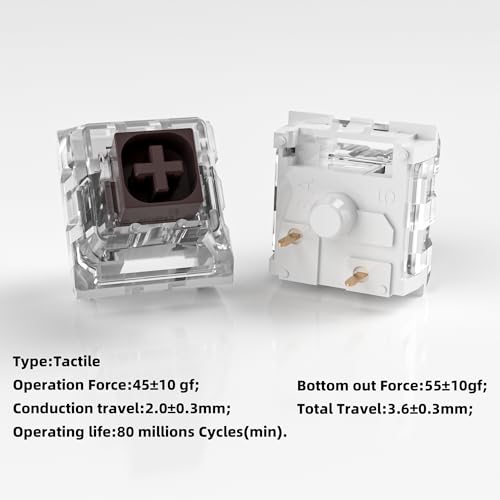 Image of Box Brown Switches for Mechanical Keyboard,3-Pin 45gf Tactile /Factory Lubed /Dust&Waterproof Switches(Box Brown,36Pcs)