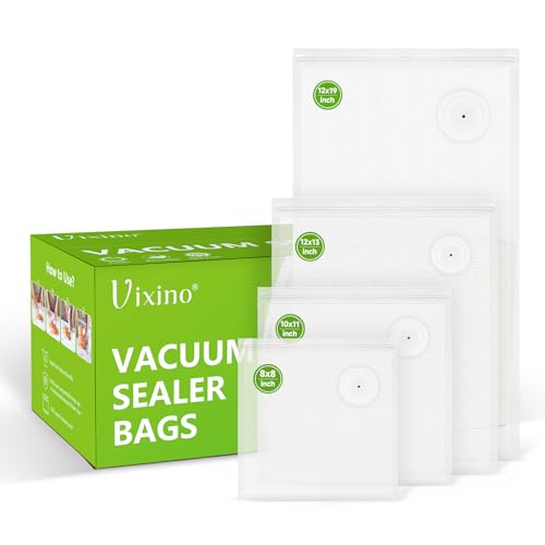 Comparison: Best Reusable Vacuum Seal Bags For Food 5 Vixino Vacuum Sealer Bags, 40 Reusable Vacuum Sealer Bags for Food, BPA-Free, Meal Prep and Sous Vide Cooking,Works for Handheld Sealer and Vac Sealer Machine with External Vacuum Systems