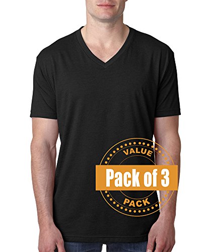 Next Level Mens CVC V-Neck Tee 6240-Black (3 Pack)