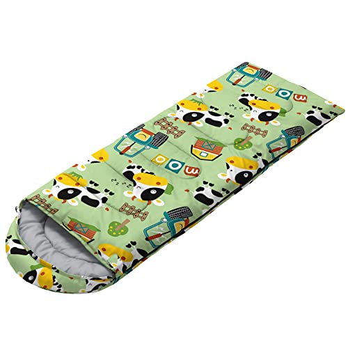 Bolsa de dormir para niños y niñas, diseño de vaca de granja - ligera, cálida, portátil, impermeable, resistente al frío para camping y senderismo (Granja Vaca) miniatura 2