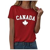 Xbemkste Canada is Not for Men Women - Camiseta de manga corta con cuello redondo y estampada, camiseta holgada blanca de manga corta para mujer, rosso, M