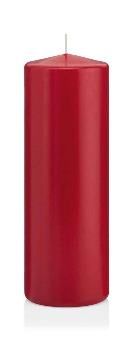 Inna-Glas Red Pillar Candle Maeva, Dark 20Cm, Ø7cm, 103H - Made In Germany - Votive Candle