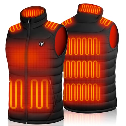 XINSONYUELL Heated Gilet for Men, Heated Vest Men with 15 Heating Zones, 3 Adjustable Temperature Electric Gilet 16000mAh Battery Pack for Winter Outdoor