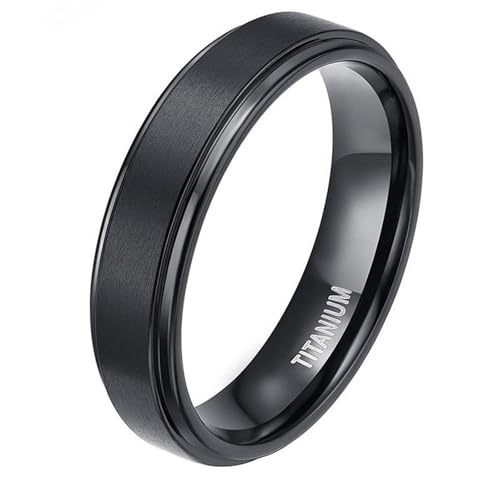 Bague de mariage en titane noir 4mm pour homme taille 54 avec finition brossée