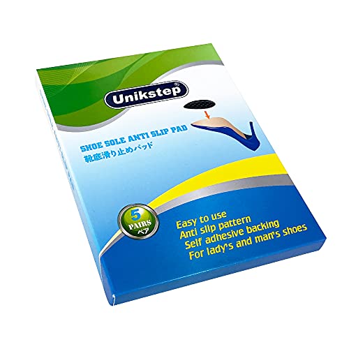 Unikstep 5 Paar Schuhsohlen-Anti-Rutsch-Griffe, rutschfeste selbstklebende Gummipads, Schuhboden- und Fersengeräuschreduzierungsaufkleber und -schützer (Schwarz)