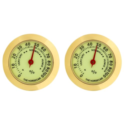 Vaguelly 2個 湿度メーターストレージボックス ヒュミドール用湿度計 メートル ヒュミドール湿度計 小型アナログ湿度計 用の機械式湿度計 丸型湿度計 金属