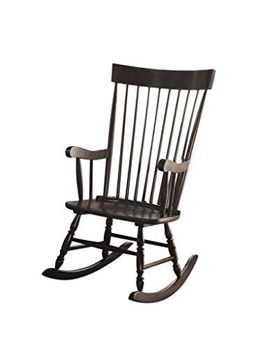 Major-Q Holz-Schaukelstuhl, traditioneller Stil, rustikal, Schwarze Oberfläche, mit konturierter Sitzfläche aus Holz Cover