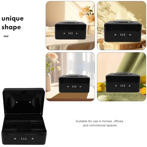 Boîte de rangement verrouillable pour argent liquide et petit coffre-fort de sécurité noir