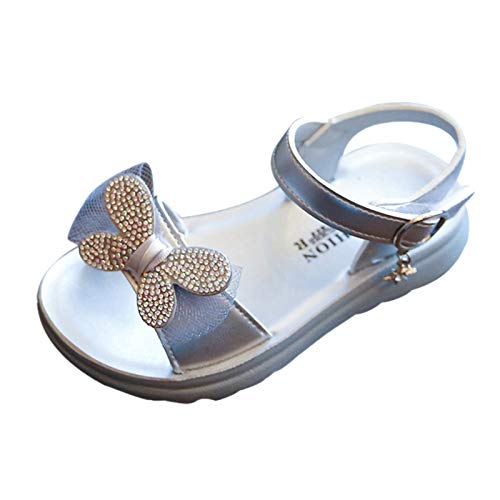 Giulot Girls' Open Toe Slides Sandals Cute Bowknot Crystal Summer Flat Shoes Beach Pool Premium Rubber Sole Back Strap Princess Dress Shoes (Little Kid/Big Kid)