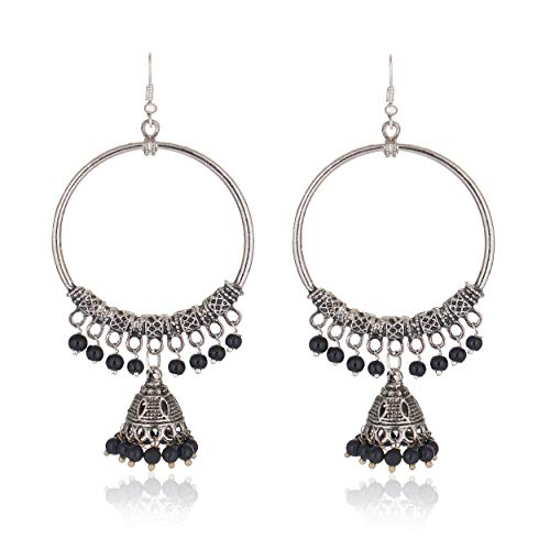 Fashion German Black Beaded Chandbali Hook Earrings Jewellery for...
