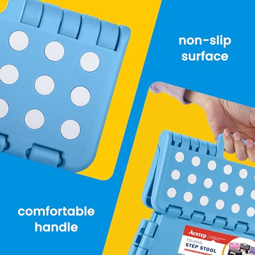 Image of 12 Pack 11 Inch Folding Step Stool, Sturdy Plastic Foldable Step Stool for Kids & Adults, Non Slip Lightweight Collapsible Foot Stools Holds 300 lbs, Ideal for Kitchen, Bathroom, Outdoor, Blue