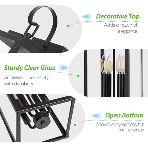 Image of BesLowe 25 inch Extra Large Outdoor Wall Light, 4-Light Black Exterior Sconce