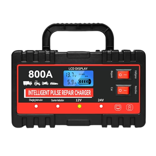 Cargador de batería para coche, arrancador portátil, cargador de batería de coche de alta capacidad, para camión, moto, garaje, taller de vehículos de viaje, mantenimiento