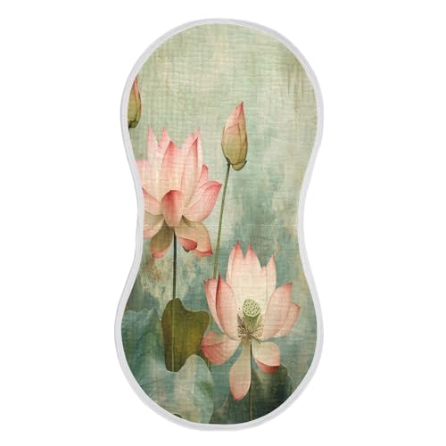 Beautiful Lotus Burp Cloths Cotton Baby Washcloths,Large 22x11in Burping Cloth Absorbent and Soft for Newborn Baby Boys and Girls,1 Pack