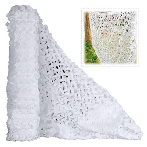 Red De Camuflaje Protector Solar,Malla De Camuflaje Caza,Tela Oxford Impermeable,Ligera y Duradera,Red De Camuflaje Blanca,Red De Sombra,Para Jardín,Decoración De Fiesta,White-5x6m(16.4*19.7ft) Cover