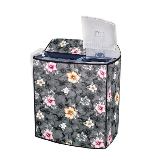 New Washing Machine Cover with Holes for Inlet/Outlet Pipes, 9kg/9.5kg (63X63X98cm L*H*W) Fully-9kg Design-101